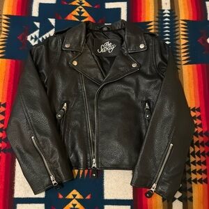 The Sway Crop Leather Moto Jacket • s